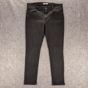 Levis 711 Jeans Womens 33 Charcoal Mid Rise Skinny Stretch Denim Gray Jeans